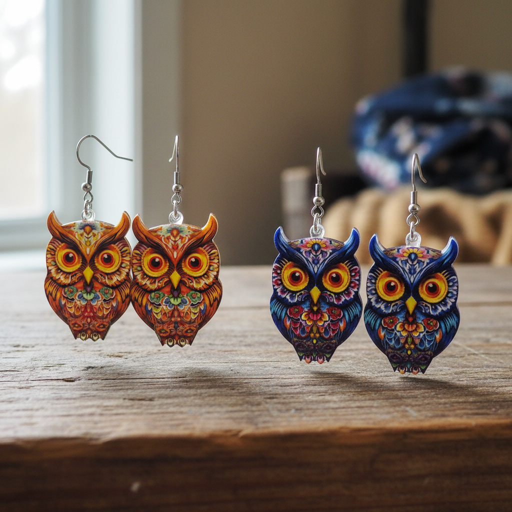 Owl Earrings Lifestyle Shot